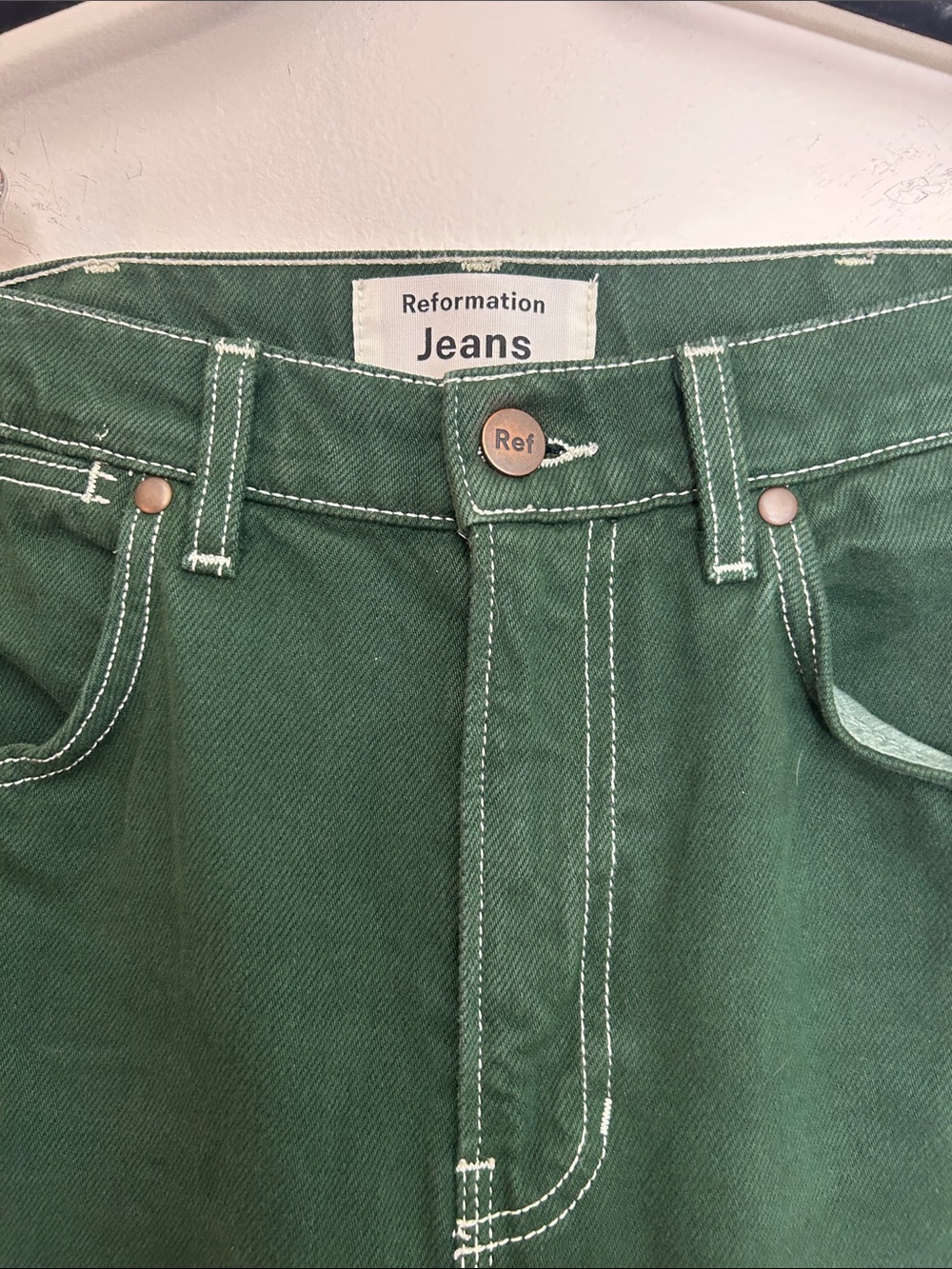 Reformation Jeans Cowboy High Rise Straight Jeans Emerald Green size 28 - Picture 4 of 10